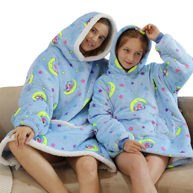 Soft Wearable Blanket With Sleeves Adults Kids Plush Fleece Hoodie Blanket  Sweatshirt Winter Warm Sherpa Weighted Sofa Blankets - Blanket - AliExpress