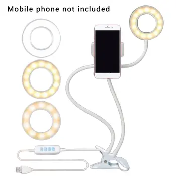 Billig Clip Auf Led Selfie Ring Licht Mit Handy Halter Flexible Dimmbar Machen Up Lampe Schreibtisch Tisch Lampe Foto Studio Für Live-Stream