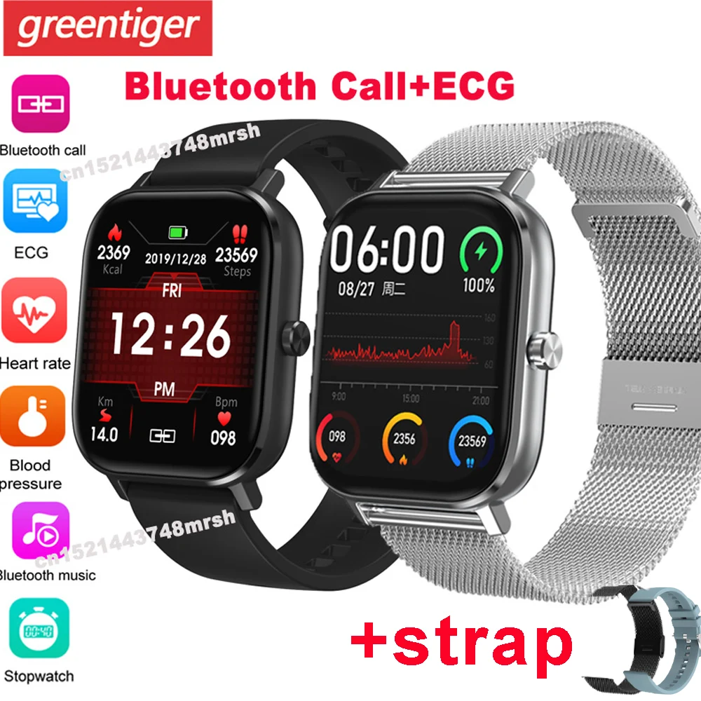 DT35 P8 Pro hombres reloj inteligente Bluetooth llamada reloj ECG Smartwatch con Monitor de ritmo cardíaco rastreador de Fitness IP67 reloj de las mujeres