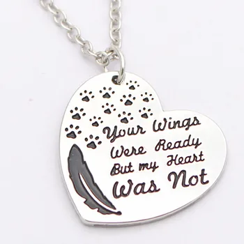 

Personalized Heart Pendant Necklace Your Wings Were Ready But My Heart Was Not