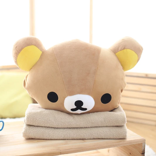Милая плюшевая подушка Rilakkuma мягкое одеяло подогреватель для рук коричневый