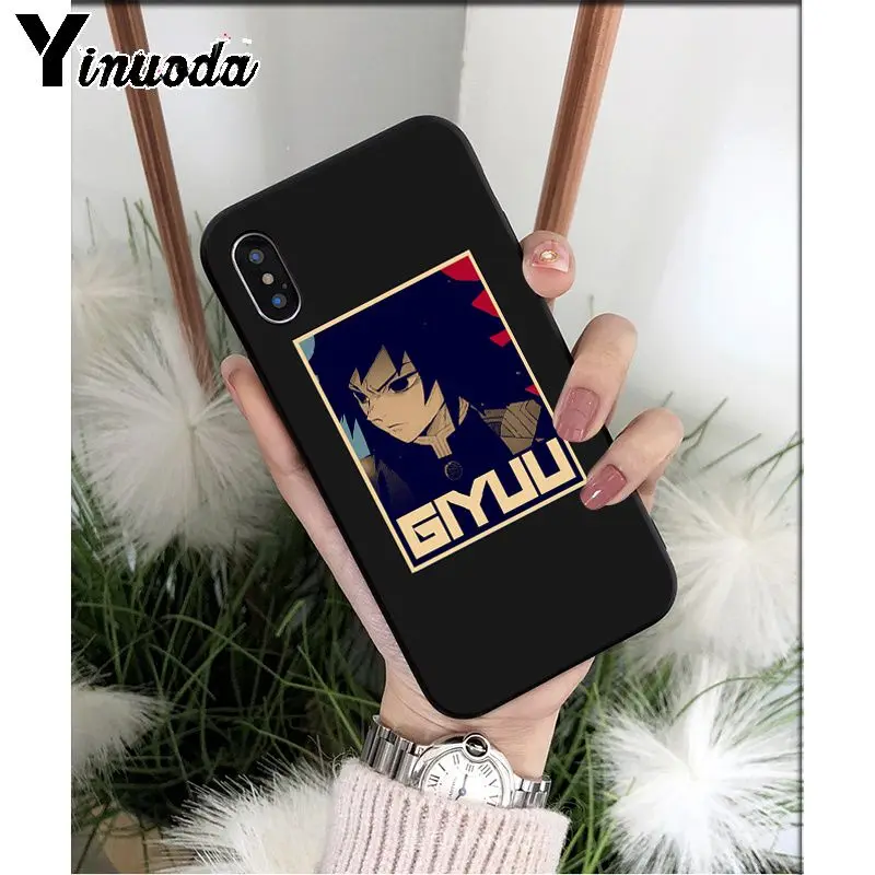 Yinuoda аниме демон Slayer Kimetsu no Yaiba TPU мягкий черный чехол для телефона Apple iPhone 8 7 6 6S Plus X