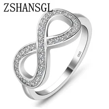 Fashion cz Infinity Endless Love claddagh 8 shape 925 sterling silver Rings For Women Plata/argento filled jewelry anel feminino