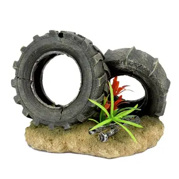 

Resin Tire Cave Ornament, Betta Fish Accessories, Aquarium Decorations 449E
