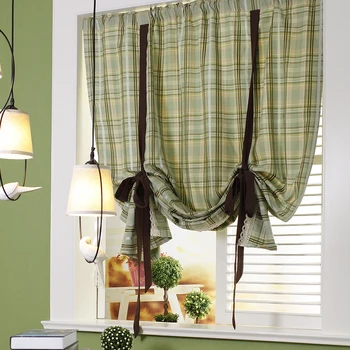 

Nordic Balloon Curtain Green Lattice Lace Lifting Curtain Partition Curtain Door Curtain Home Decoration