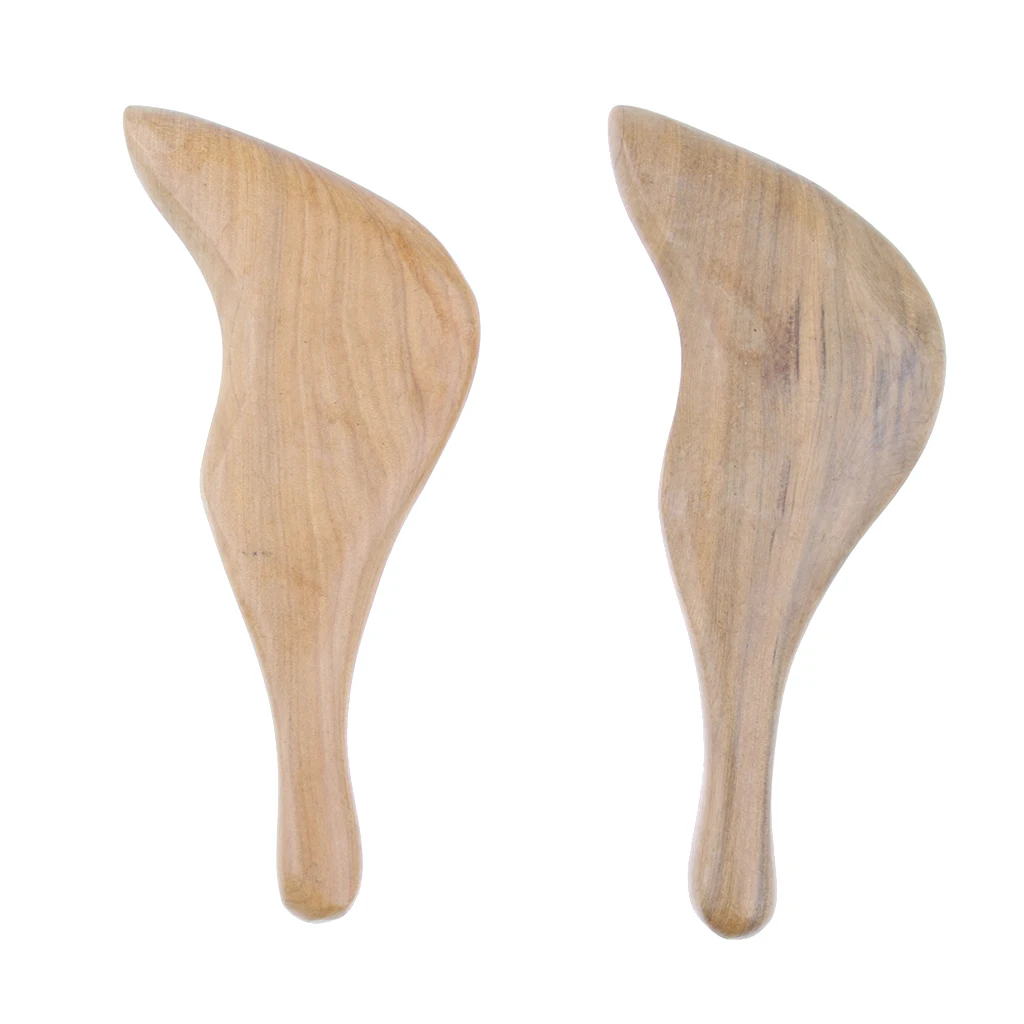  2pcs Sandal Wood Gua Sha Scraping Massage Tools, Natural Wooden Trigger Point Guasha Scraper Board with Smooth Edge