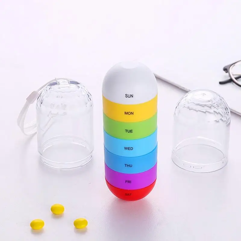 

Portable Waterproof Gashapon Drug Dispenser Seal Pill Box With Mini Organizer Travel Color Seven Days Seven Grid Kit New