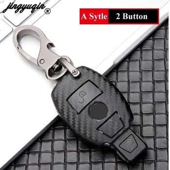 

jingyuqin Carbon Fiber Car Key Case Cover For Mercedes Benz W203 W210 W211 W124 W202 W204 W212 W176 AMG Accessories