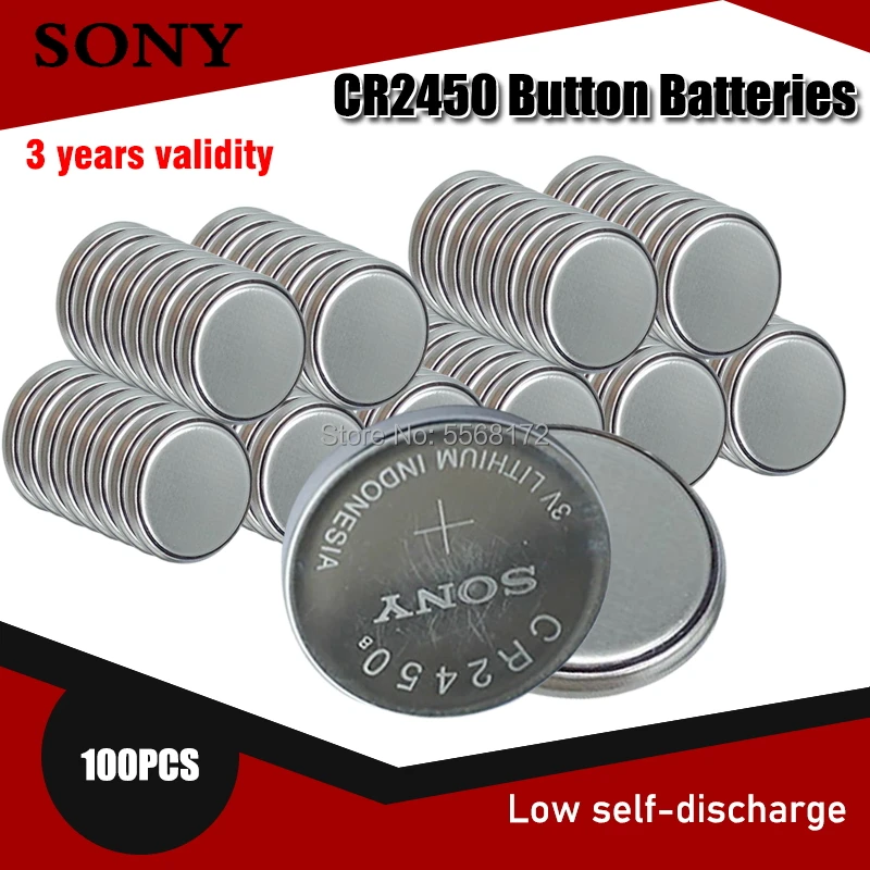 100 шт. 100% оригинальный Sony CR2450 CR 2450 3 в 550 мАч литиевые батареи для часы swatch