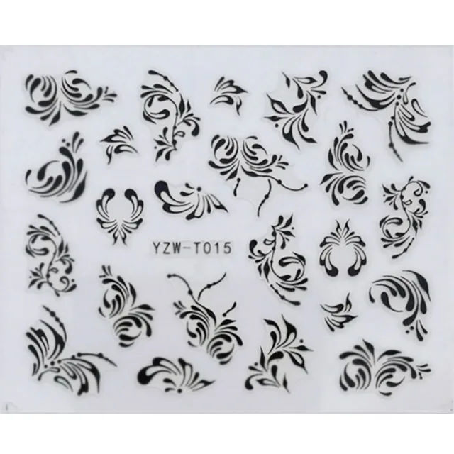 Nail Stickers for Manicure Nail Sticker Sliders For Nails Decal Self-adhesive Nails Figures Transfer Black DIY Accessories YZW-T015 balck