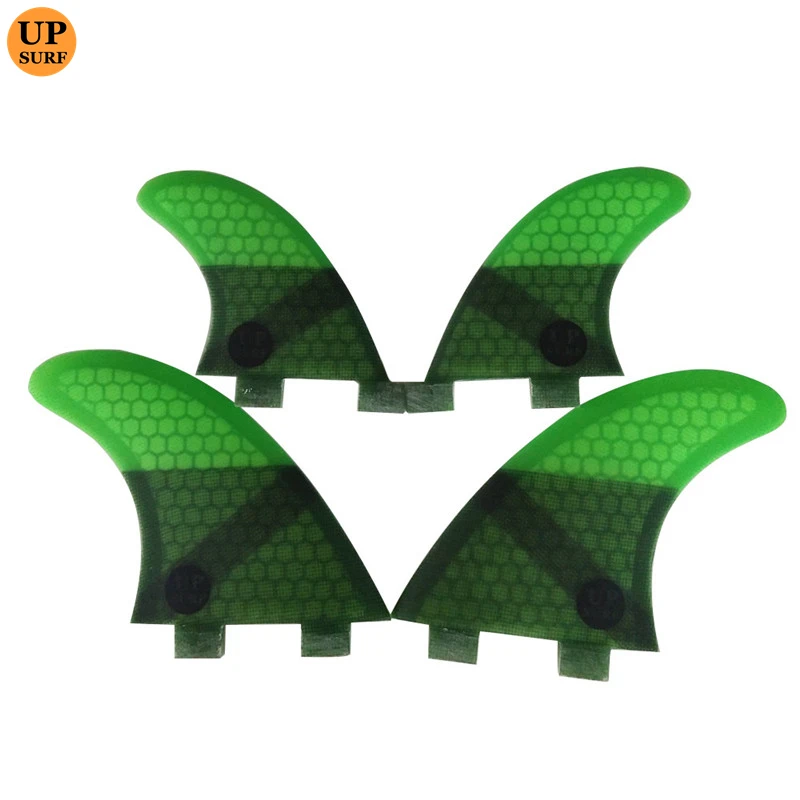 Surf Fins M+GL Quad Fins Double Tabs Fin Honeycomb Fibre Green Surfboard Fin 4 Pieces Surf Quilhas pranchas de g5+gl Quad Fins