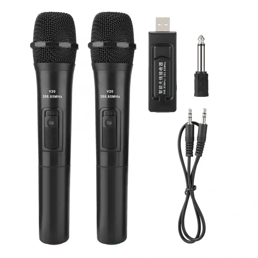 UHF Wireless 20m Handheld Microphone Audio Amplifier with USB Receiver Universal for Karaoke Church Conference Performance | Электроника