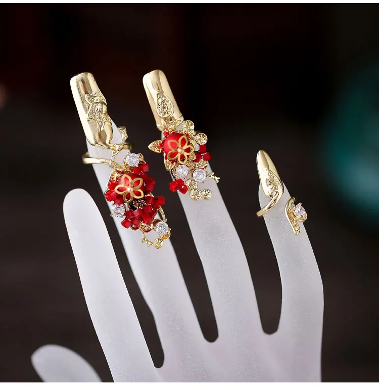 Сплав инкрустированные искусственные драгоценные камни невесты Древний палец оболочка Xiuhe платье Дракон Феникс одежда свадьба фото ювелирные изделия цветок