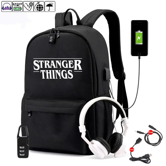 

Luminous Bag Multifunction USB Charging Stranger Things Travel Canvas Student Backpack For Teenagers Boys Girls School Bag