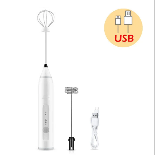 Milk Frother Handheld USB Rechargeable Electric Foam Maker with 2 Stainless  whisks, 3 Speeds Mini Milk Foamer Drink Mixer Mini Blender for Bulletproof