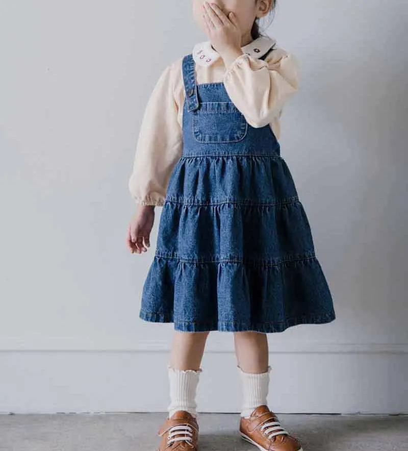 Джинсовое платье-майка в Корейском стиле для девочек модные весенне-летние платья для маленьких девочек детская одежда От 1 до 6 лет