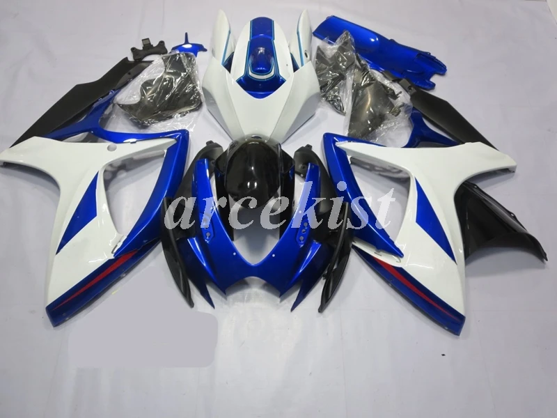 ABS мотоцикл Полный обтекатели комплект подходит для Suzuki GSX-R 600 750 2006 2007 06 07 GSXR600 GSXR750 пользовательские белый синий