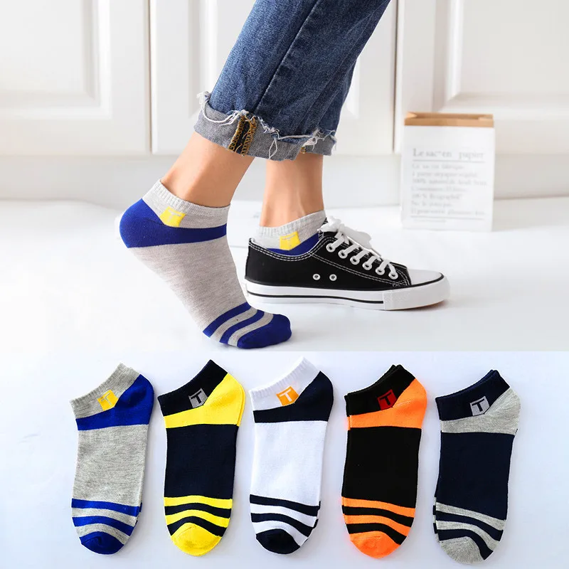

1 Pairs New Fashion Bamboo Fibre Non-slip Silicone Invisible Boat Compression Socks Male Ankle Sock Pattern Casual Men's Socks