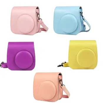 

Solid color PU Leather Camera Bag Case Cover with Shoulder Strap For Fujifilm Mini 9 Mini 8 Mini 8+ Camera B85B