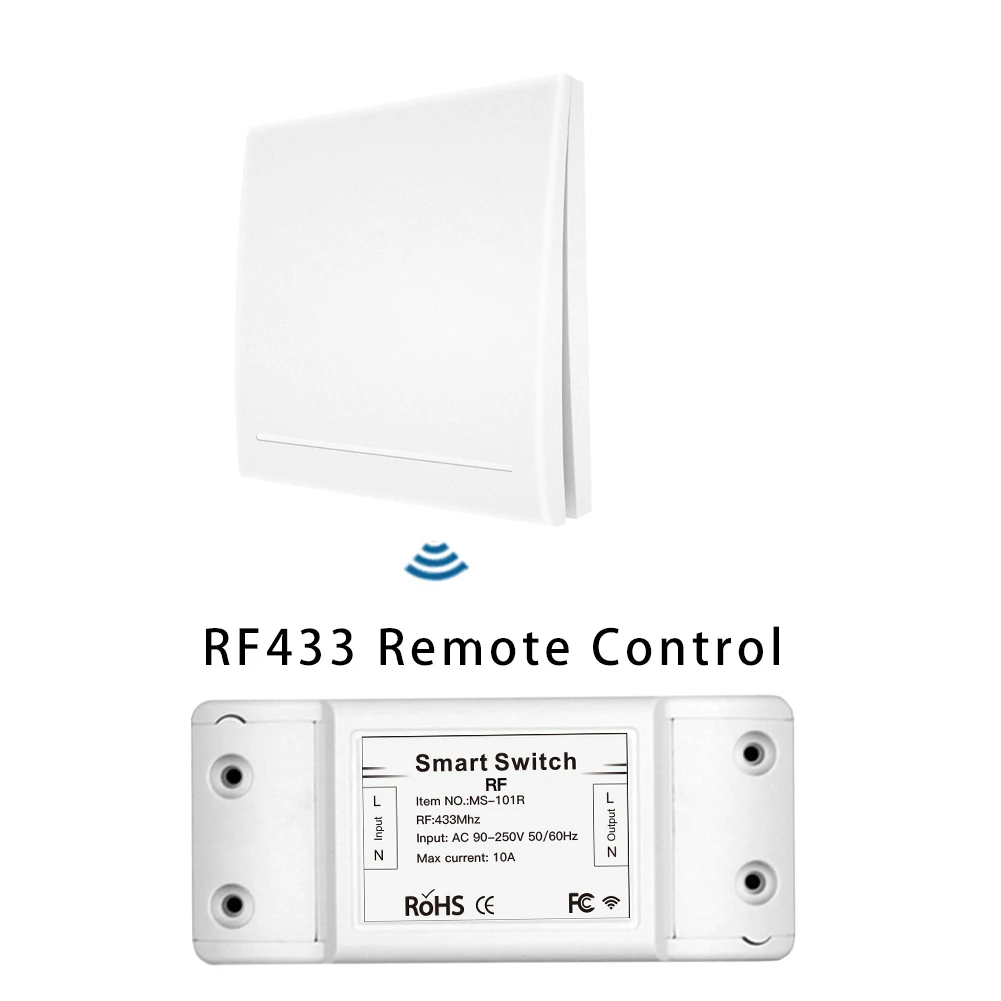 RF 433 Wireless Smart Switch Remote Control Receiver Push Button Controller Wall Panel Transmitter,2 way/3 way Multi-Control - Цвет: White Kit 1
