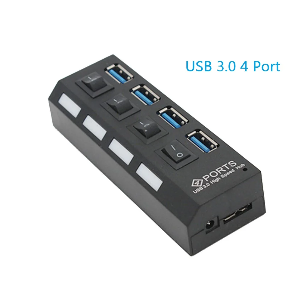 USB 3.0 4 Port Usb-хаб Micro USB 3,0 концентратор разветвитель с адаптером питания USB 4/7 порт Hab высокоскоростной 5 Гбит/с USB разветвитель 3,0 концентратор для ПК Аксессуары - Цвет: USB 3.0 4 Port