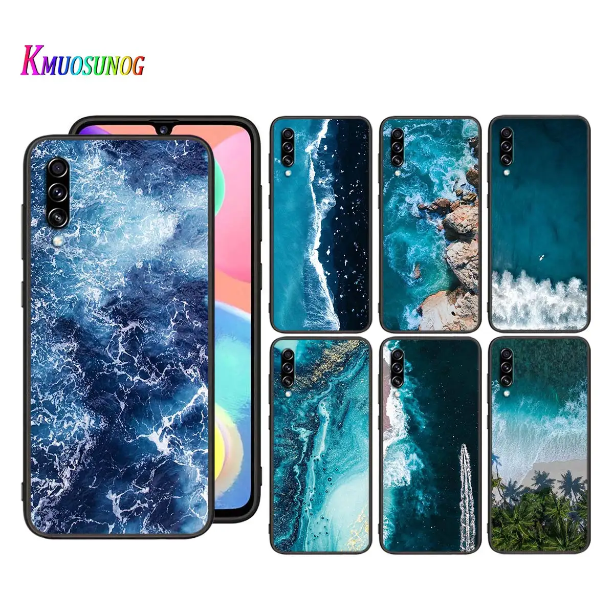 Черный чехол для телефона Samsung Galaxy A90 волны вода океана A80 A70S A70 A60 A50S A40 A30 A20E A20 A20S A10S