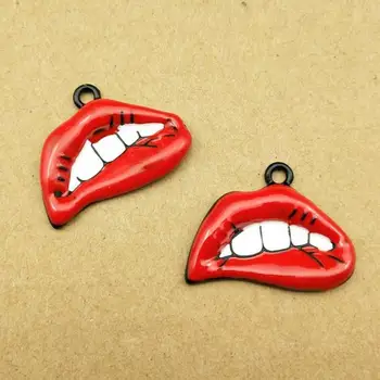 

10pcs 22x28mm enamel mouth charm for jewelry making fashion earring pendant bracelet and necklace charms