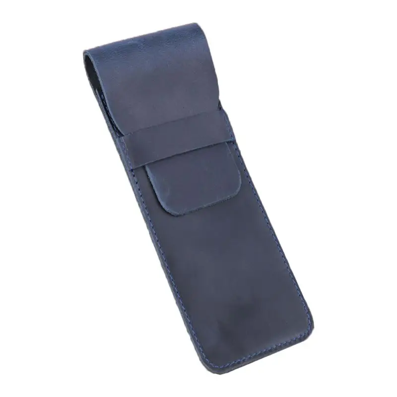 S Size Blue OOTDTY Ретро Кожаный Карандаш авторучка сумка чехол для хранения защитный рукав обложка подарок - Цвет: S Size Blue