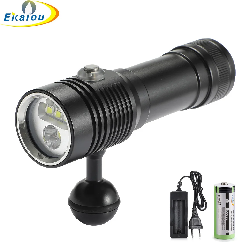 New Underwater Diving Video Fill Photography Flashlight XM L2 XPE LED White Red Light IPX8