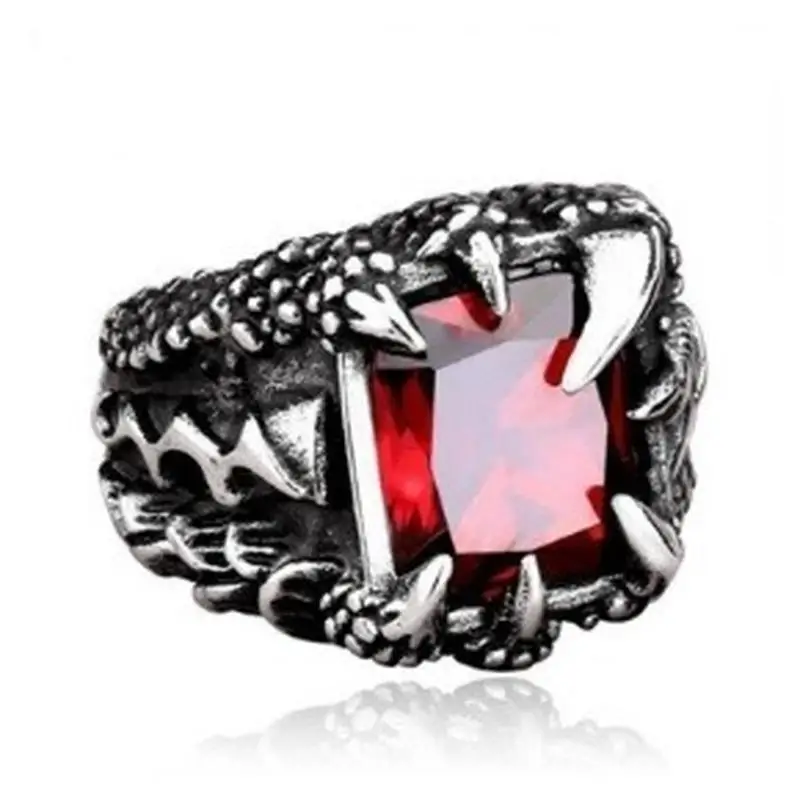 Fashion Red Crystal Punk Retro Skull Claw Ring Personality Men's Cycling Jewelry Gift | Украшения и аксессуары