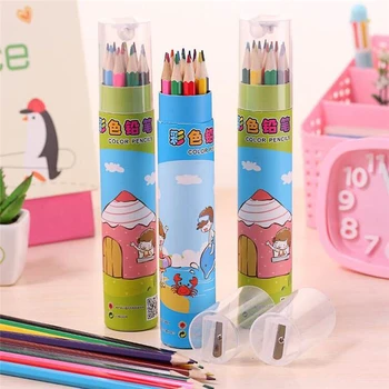 

12pcs/Box colors Small Pencil with Sharpener Painting Pen Lead pencil Writing Drawing Tool Stationery School Student Gift A40