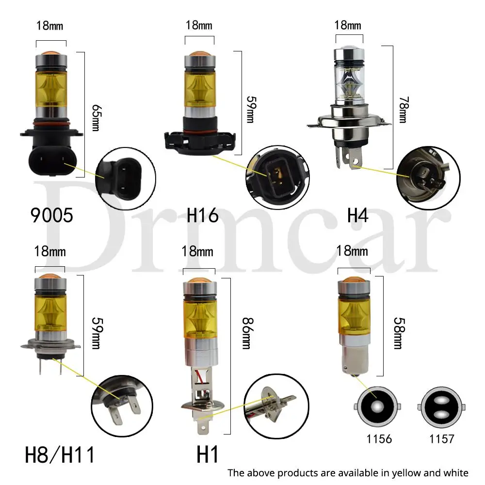 Автомобильные светодиодные лампы H1 1156 1157 H4 H7 H8 9006 H16 100W 20SMD 4300K 6000K фасветильник