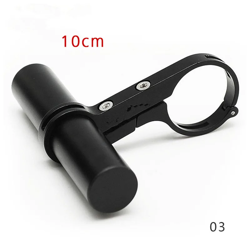 Aluminum 10cm Black Удлиняющий кронштейн на руль велосипеда 10/20 см велосипедная фара крепежная планка MTB велосипедная лампа Поддержка стойки фонарик держатель - Цвет: Aluminum 10cm Black