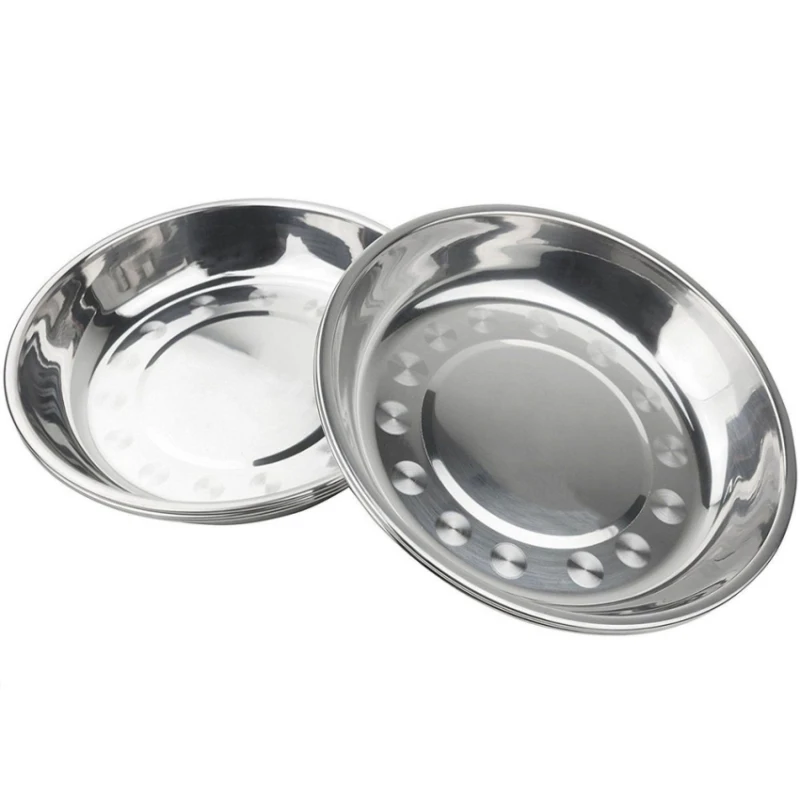 Quality Camping 18cm Dia Steel Tableware Plate Dinner Food Container