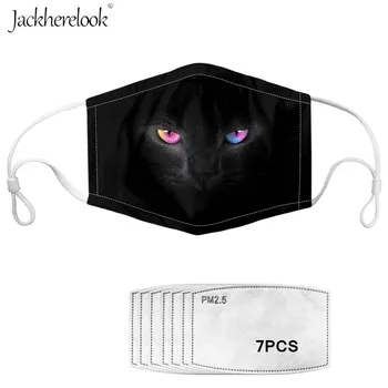 

Black Cat Eyes Printing PM2.5 Mask with 7pcs Filter Evil Big Eyes in Darkness Anti Haze Mouth-Muffle Dog Husky Face Masks