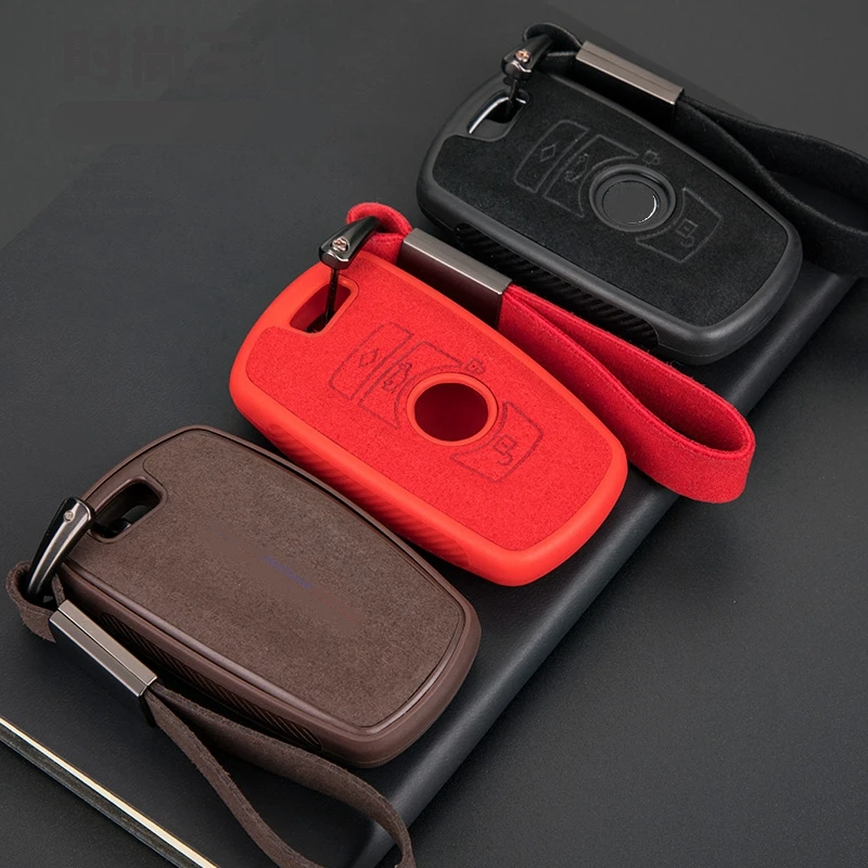 

Car Suede Leather Keychain Case Holder For BMW X1 F48 X3 X4 X5 X6 F30 E90 E46 E34 E70 5 6 7 Series 2015 2016 2017