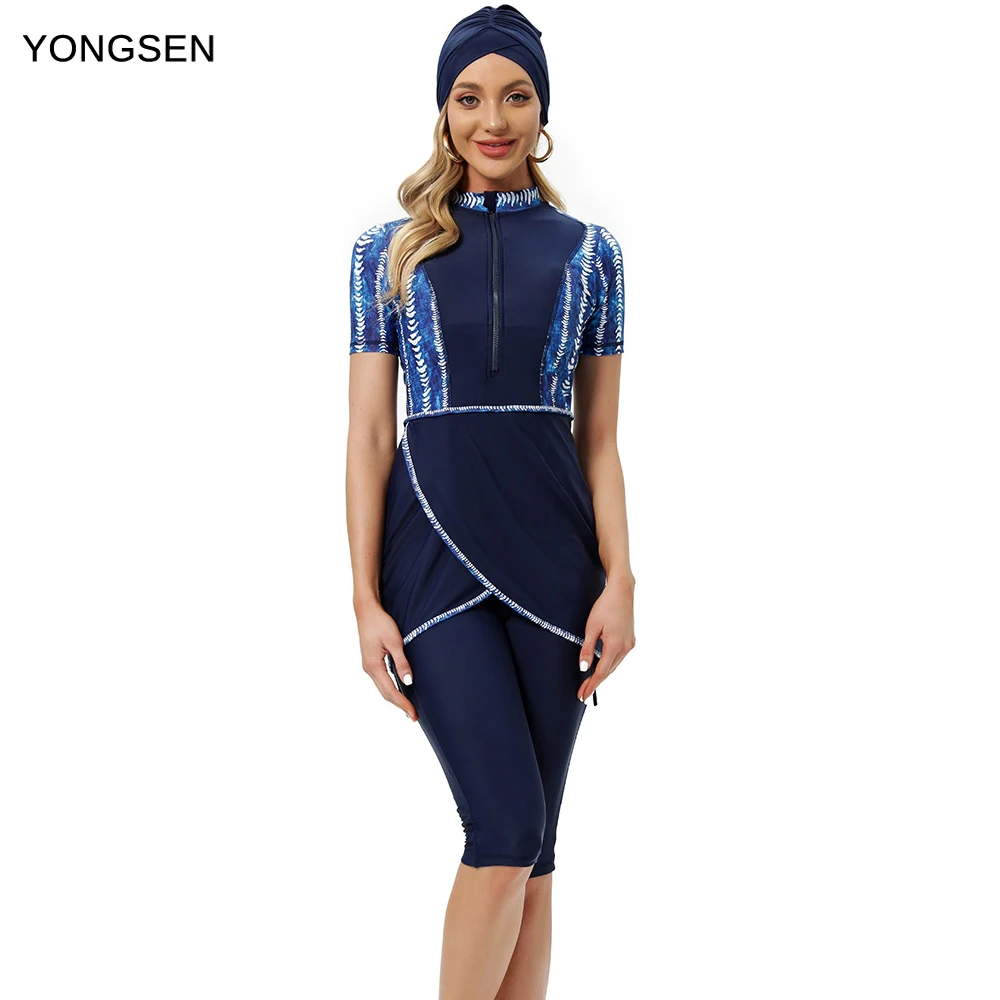 

YONGSEN Full Coverage Modest Muslim Swimwear Islamic Swimsuit For Women Arab Beach Wear Hijab Swimsuits Plus Size Burkinis