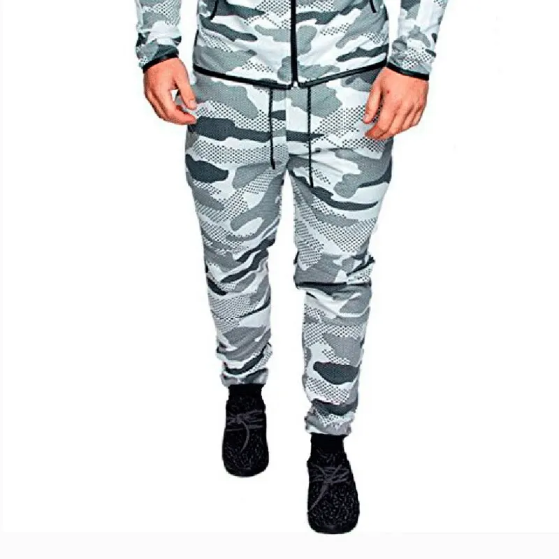 CYSINCOS камуфляжные куртки набор для мужчин камуфляж Печатный спортивная одежда мужской спортивный костюм топ брюки костюмы Толстовка Пальто Штаны Осень-зима - Цвет: Camo Light GrayPant2