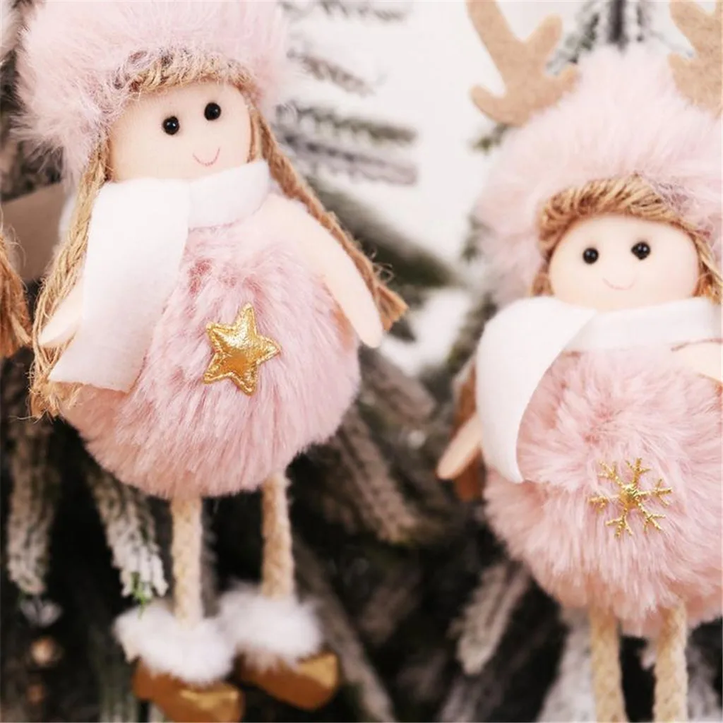 Рождественские товары, украшения для дома, елки, подвесные украшения, плюшевый ангел, шарм, Детская милая кукла, подарок, Рождественская елка, подвеска, navidadF828
