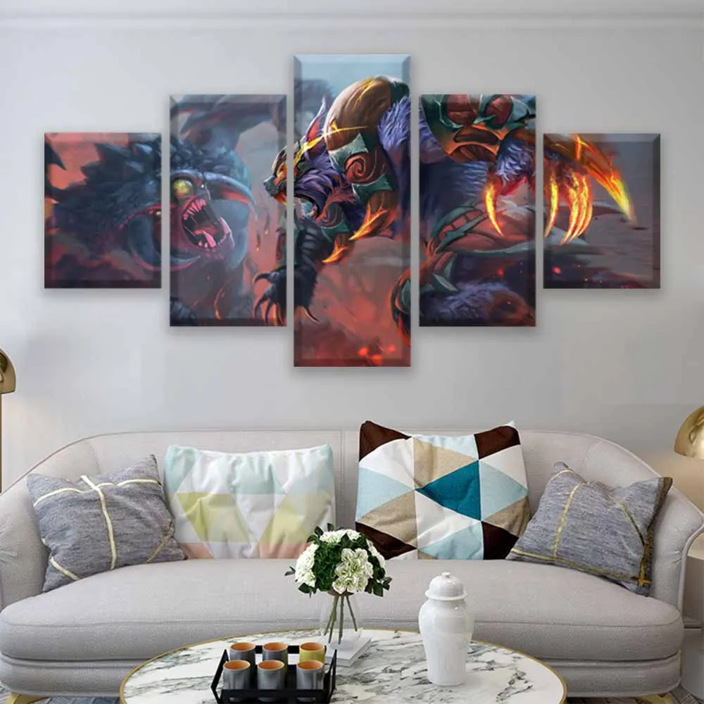 Home Decor Canvas Wall Art Picture For Living Room Modern 5 Panel DotA 2 Shadow Fiend Game Poster H