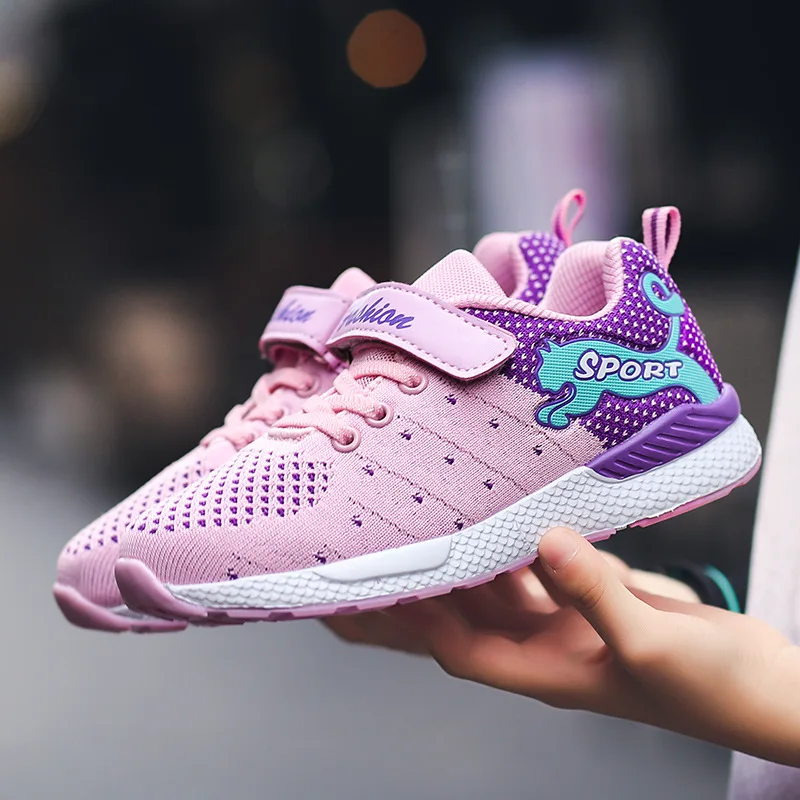 

CHILDREN'S Shoes Women's 2019 Spring And Autumn New Style Fly Netting Surface Children Sports Shoes Breathable Anti-slip Big Boy