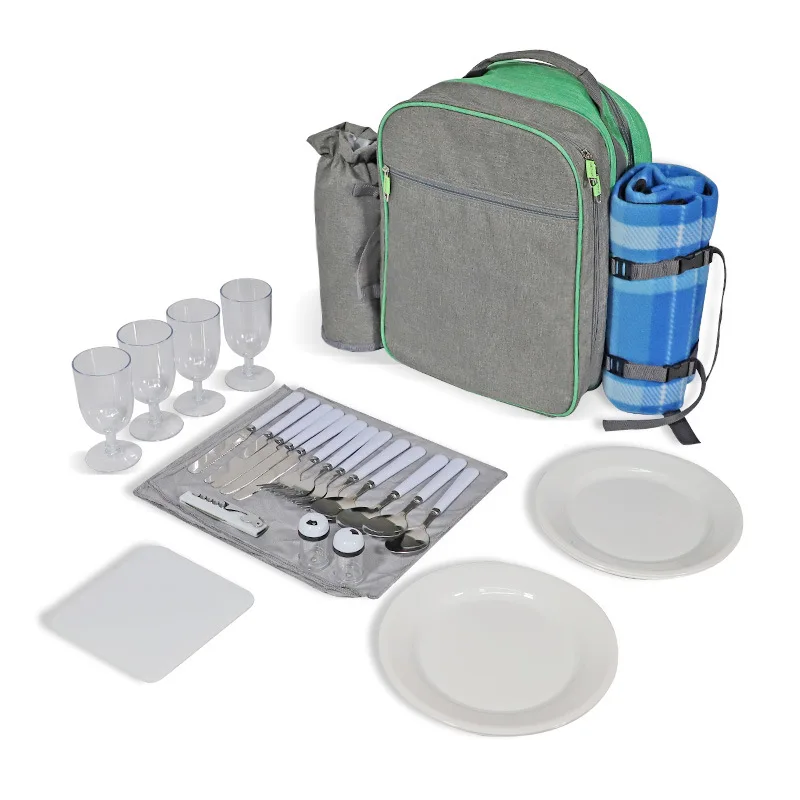 4 Persons Outdoor Travel Picnic Backpack with Tableware Multi-function Camping Portable Shoulder Ba