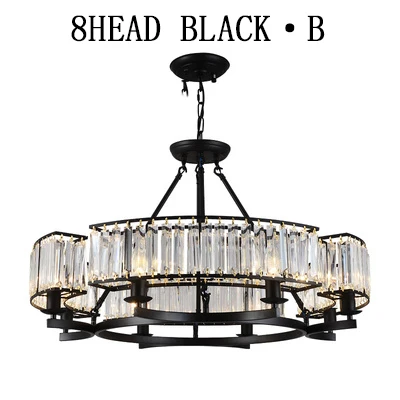 8head black Современная медная роскошная люстра Cyrstal, гостиная, освещение, спальня, гостиничный зал, Lustre Glod, кухонный светильник, скандинавский свет - Цвет абажура: 8head black