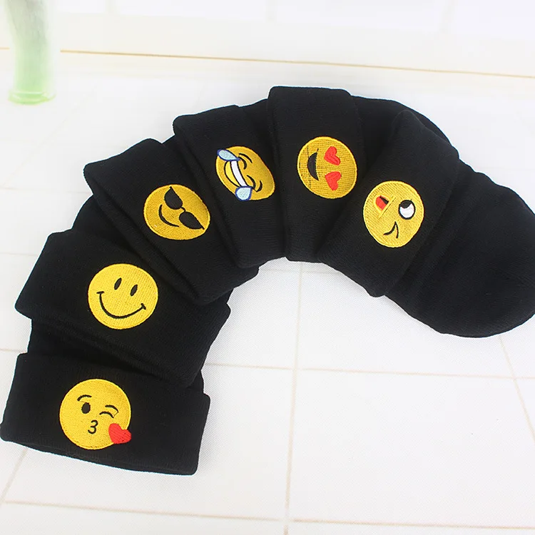 

Expression Smiley Crying Face Knitted Wool Hat Men And Women Couples Spring And Autumn Winter Cold Cool Set of Head Cap Earmuff