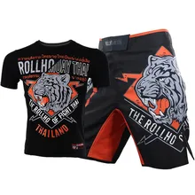 Фитнес Спортивный костюм MMA борьба рубашки с длинным рукавом футболки мужские боевые трикотажные изделия Тайгер Муай Тай беговые бои Тай боксерские шорты