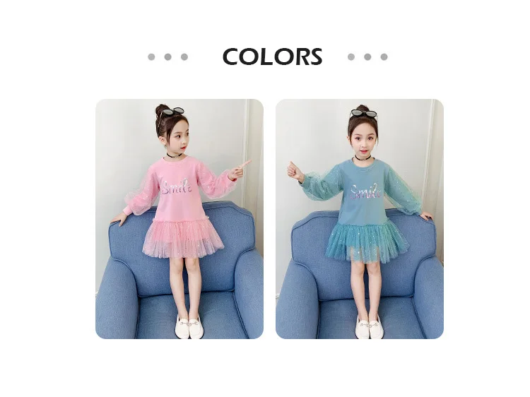 Boutique Kid Clothing 2020 Spring Little Girls School Dress Cotton O neck Sweater Dress Pink Long Sleeve Letter Dresses for Teen (2)