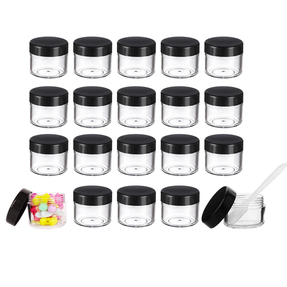 

24pcs Round Pot Jars 20 ml/ 0.7 oz Plastic Cosmetic Containers Set with Lid for Liquid Ointments Creams Sample