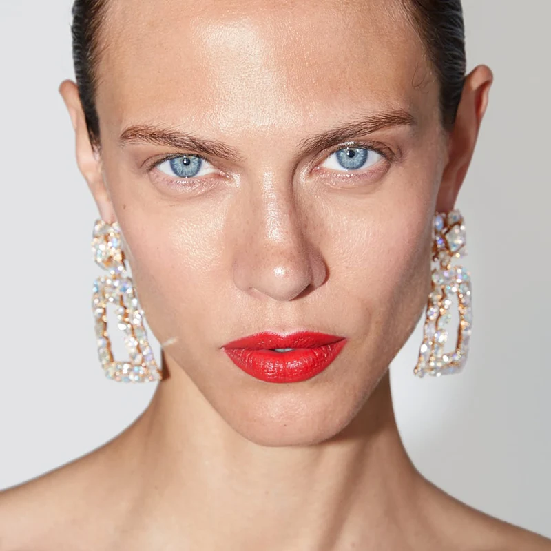 

FASHIONSNOOPS za New Geometric Crystal Dangle Drop Earrings Bohemia Handmade Big Earrings For Women Jewelry Wholesale