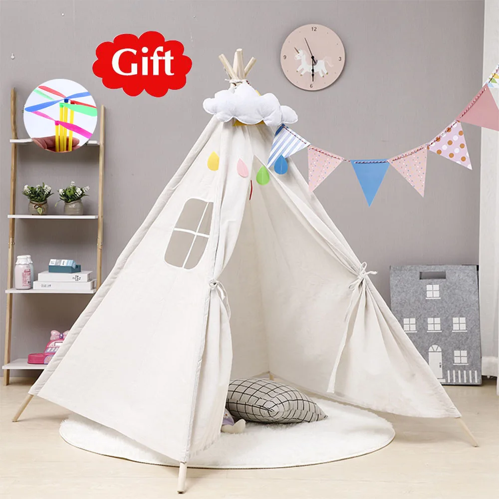 

1.35m Portable Children's Tents Tipi Play House Kids Cotton Canvas Indian Play Tent Wigwam Child Little Teepee Room Decoration