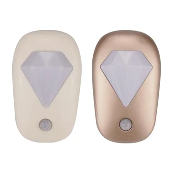 

2pcs Diamond Shape Light Control LED Night Light Infant Feeding Lamp Bedside Night Lamp for Bedroom Living Room with EU Plug (Ra
